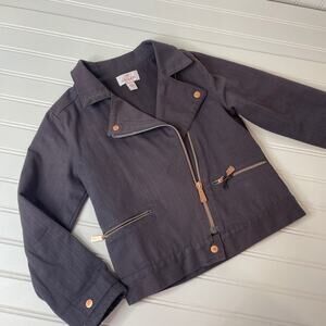 Okaidi Lunar Gray Lili Gaufrette Asymmetrical Zip Girls Jacket Size 6